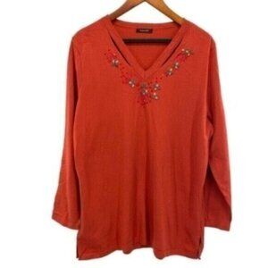 Women’s Beaded Embroidered Long Knit Sweater Top
